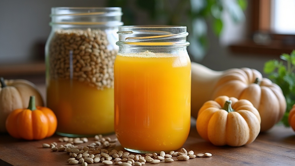 Fermenting Winter Squash Kvass with Roasted Seeds Drink